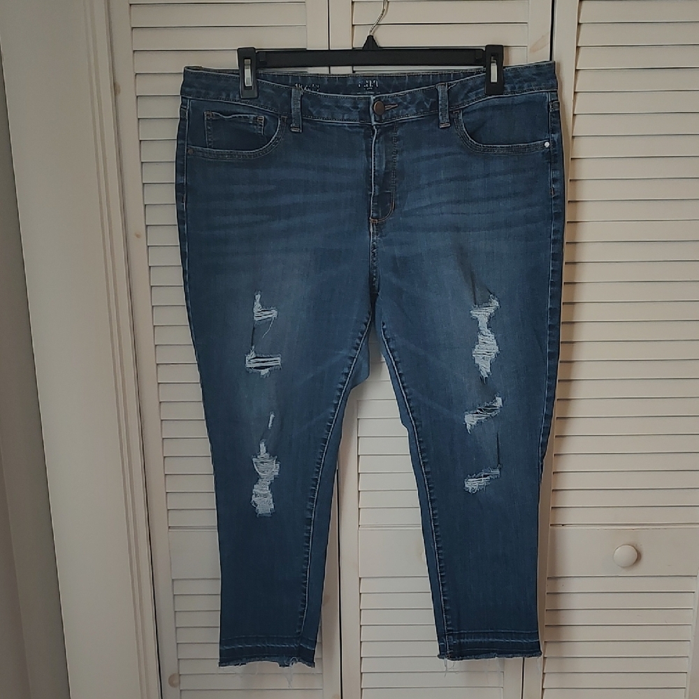 Stylish Blue Distressed Ankle Jeans